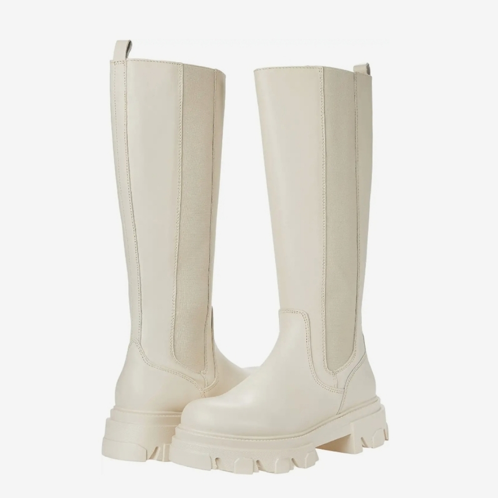 Women's Cream Knee-High Boots